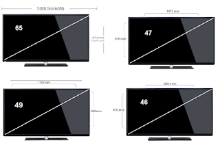 مقاس شاشة 46-47-49-65 بوصة بالسنتيمتر led و lcd